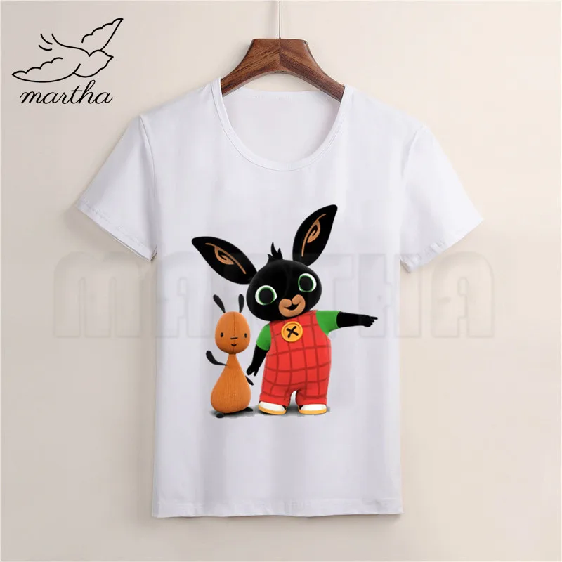 Забавная детская футболка с мультяшным кроликом Bing & Bunny для мальчиков одежда