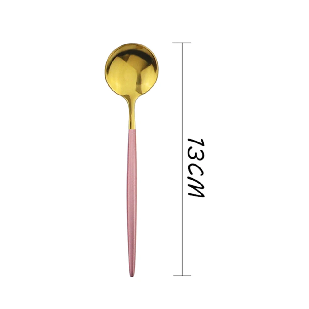 1Pcs Pink Gold 4 шт черные серебряные столовые приборы набор 304 из нержавеющей стали набор столовых приборов ножи вилки ложки столовый набор кухонная посуда набор серебряных изделий - Цвет: 1Pcs Pink Gold