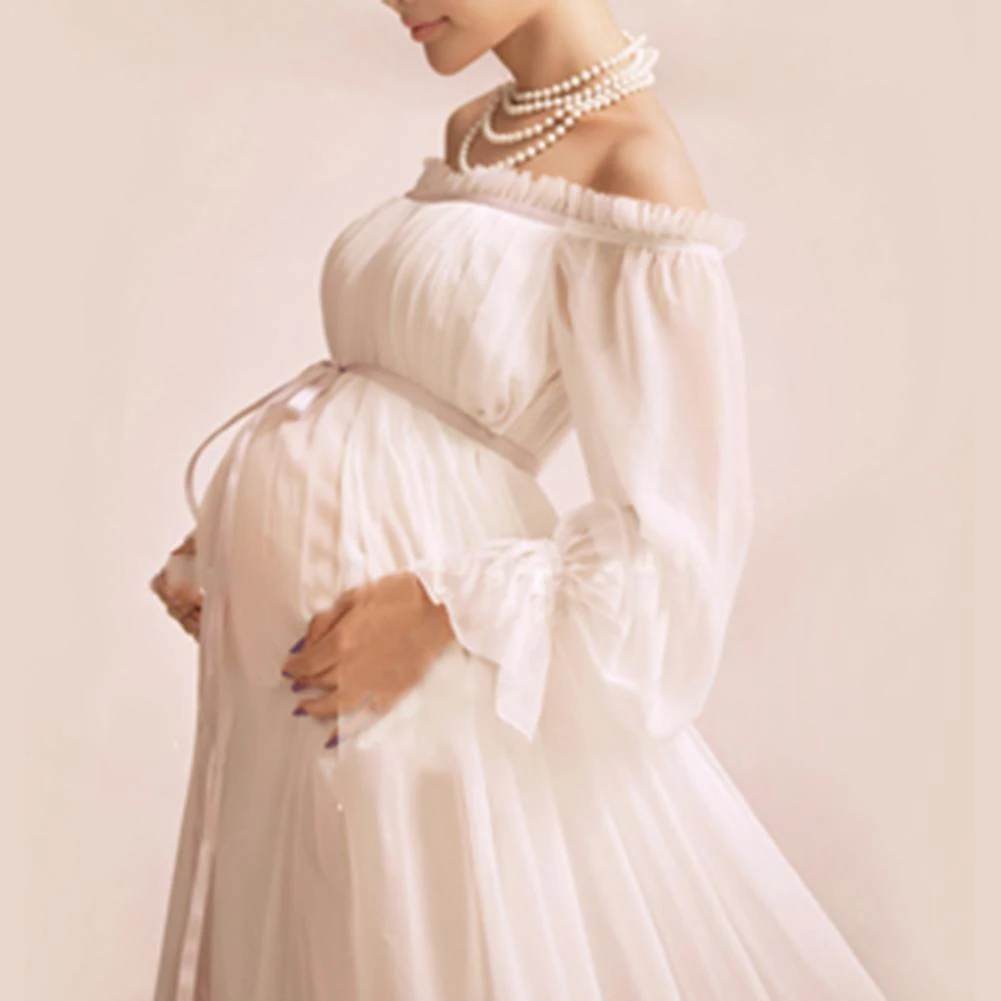 maternity strapless shoulder photoshoot dress