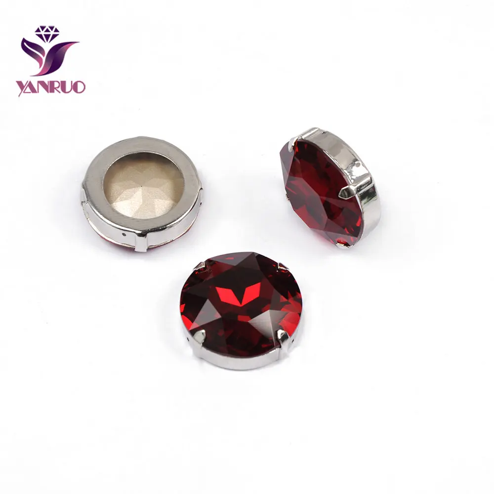 YANRUO 1201 круглые 27 мм большие стеклянные бусины алмазное ремесло и Diy Швейные украшения блестящие принадлежности - Цвет: Siam-Silver