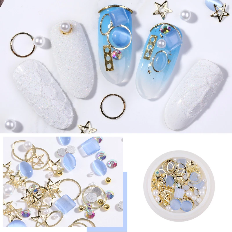 Günstige Sparkly Opal Für Nägel 3D Nail art Strass Kit Kristall Diamant Charme Nail Dekoration Flatback Edelsteine Nagel Juwelen Handwerk DIY
