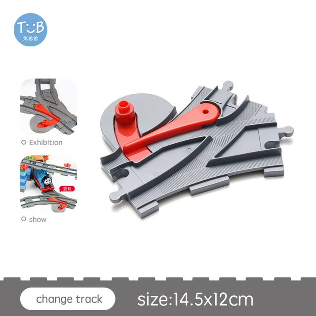 Big Size Block Bricks Train Tracks  Traffic Stop Lights Straight Track Black Accessories DIY Bricks Toys For Children Gift Change track