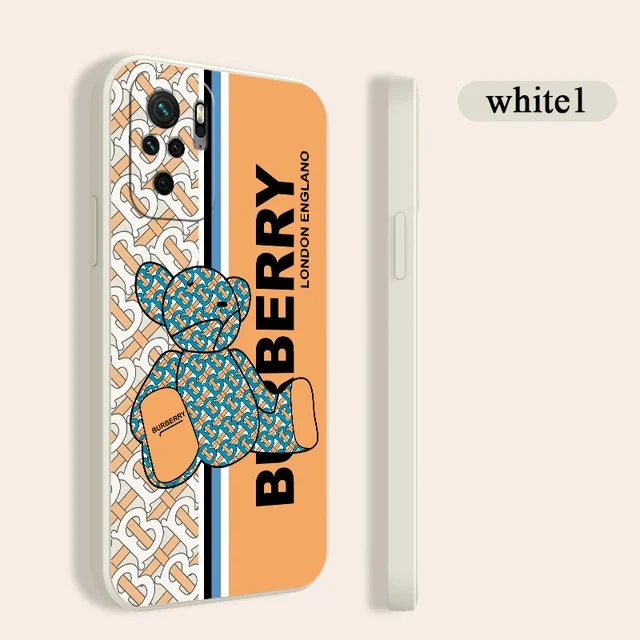 English Bear Case For Xiaomi Redmi Note 10 10S 9T 9 8 7 Pro Max Redmi 9 9A 9T K40 K30 K20 Pro Soft Liquid Silicone Phone Cover White1