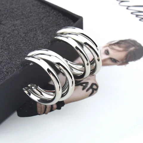 Gold Silver Colour Circle Alloy Earrings for Women Vintage Geometric Statement Earrings Bohemian Fashion Jewelry