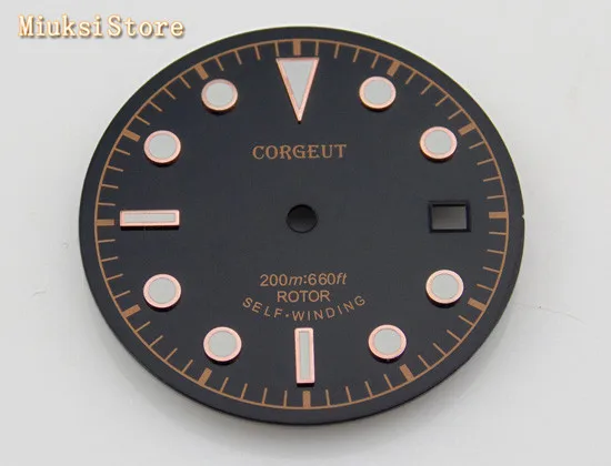 Corgeut 1 шт. 30,5 мм черный циферблат fitETA 2836/2824, Miyota 8205/8215/821A/82 серия, механизм Mingzhu DG 2813/3804