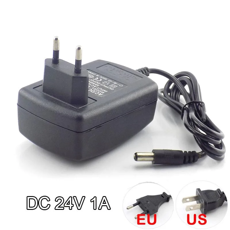 AC 100 V-240 V DC 24V 1A Мощность адаптера переменного тока преобразователь CC ТВ Камера ТВ Зарядное устройство переключатель для Светодиодные ленты светильник 5,5 мм* 2,1 мм US EU Plug O21