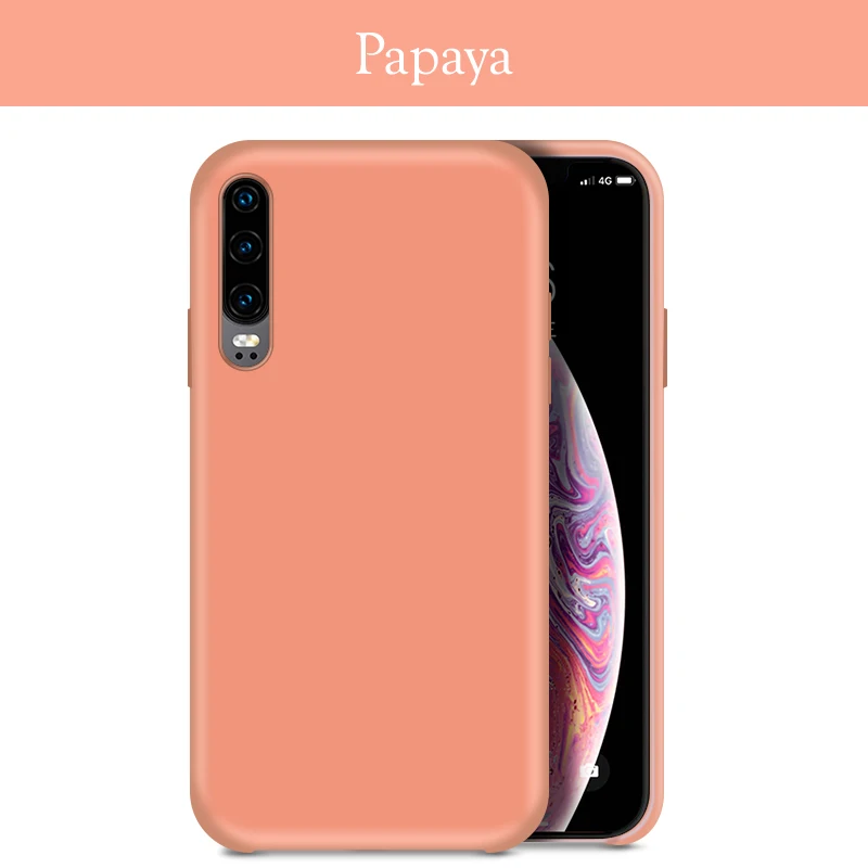 Papaya Жидкий силиконовый чехол для huawei P30 Lite, чехол, накладка из микрофибры, чехол для huawei P20 Lite P30 Pro mate 20 Lite Honor 20 10i - Цвет: Papaya
