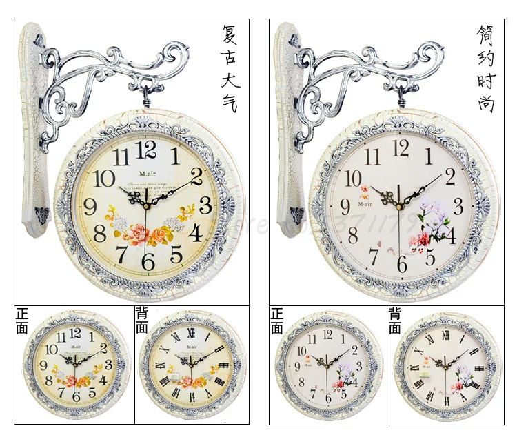 Mayer двойные односторонние часы, часы для гостиной, подвесные часы, немые часы, европейские креативные двойные односторонние часы, супер бесшумные часы для ходьбы