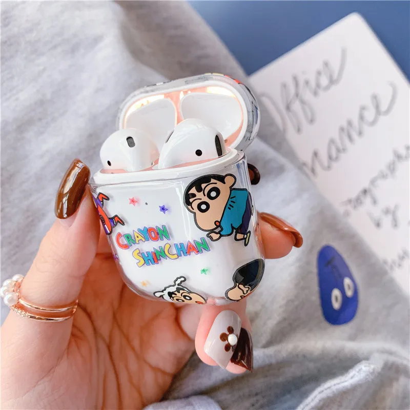 Милый чехол для наушников Crayon Shinchan для Airpods, Жесткий Чехол для ПК, сумка для Airpod, аксессуары, Bluetooth мультяшный наушник, чехлы, Капа