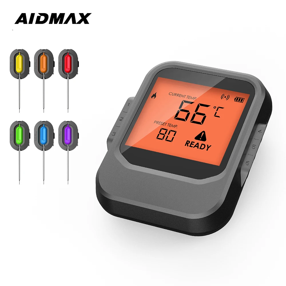 AidMax Pro06 165Ft Remote Multi Channel Bluetooth Smokehouse Grilling Bbq  Thermometer With Temperature Probe - AliExpress