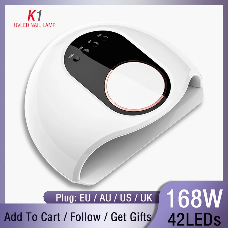 

NEW 168W UV LED Lamp Nail dryer For All Gels 42 LEDs Polish Sun Light Timer 10/30/60s/120s For Nail Lamp Automatic Inductio