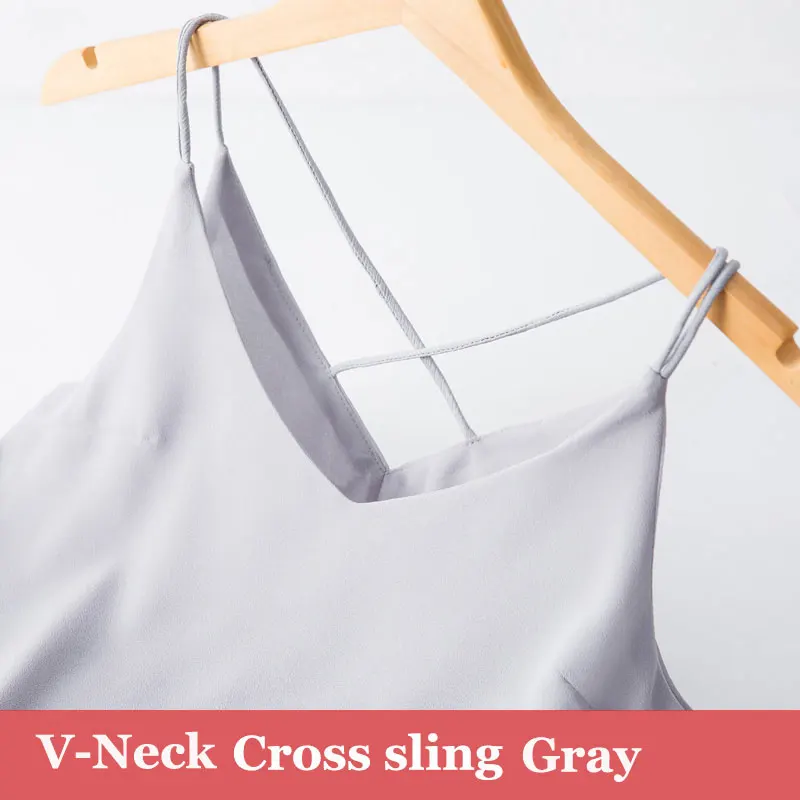 Gray V2 Новинка, S-XXXL, женские шифоновые Топики, летние, модные, одноцветные, подходят ко всему, сексуальные, свободные, женские Топики, шелковая одежда для девушек - Цвет: Gray V2