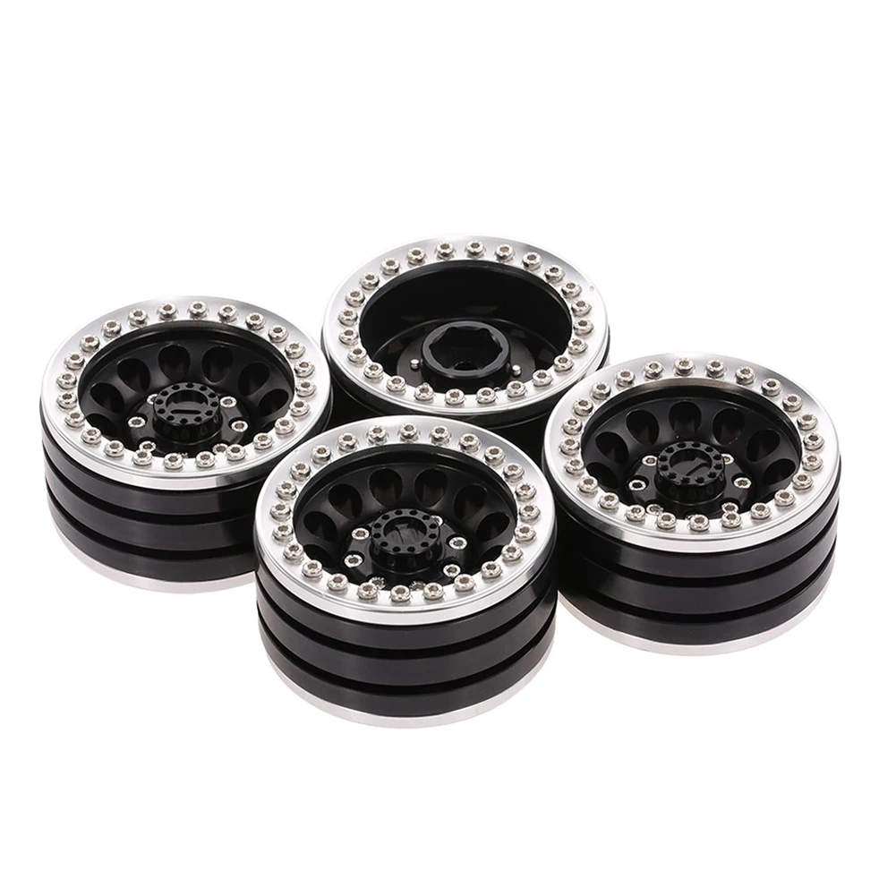

4Pcs Durable Round Accessories Replacement Professional Hub RC Crawler Toys Wheel Rim Aluminum Alloy 1.9 Beadlock For D90