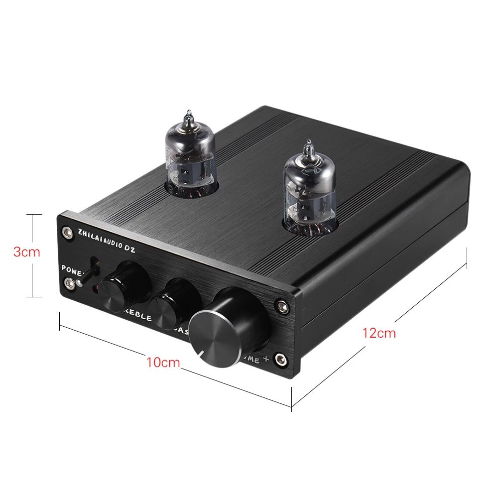 

Mini HiFi 6J1 Vacuum Tube Stereo Audio Pre-amplifier Buffer Preamp Aluminum Alloy with Power Adapter
