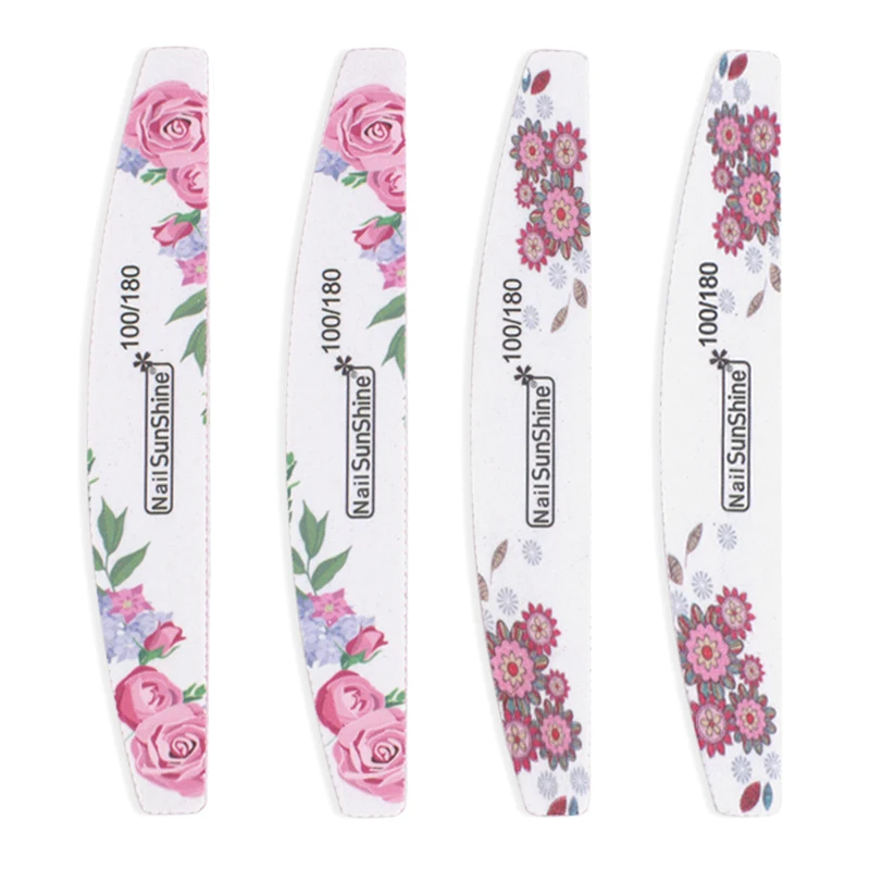 Arquivo de Unhas Buffer do Unha Arquivos para Manicure Lote Lixa Branca 180 Rosa Impresso Lixar Bloco Metade Lua Lavável Unhas 100 Pçs - 3 buffer do prego bloco metade lua lavável unhas arquivos para manicure
