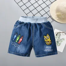 Стиль, джинсовые шорты, тонкие эластичные шорты с вышивкой для мальчиков, прямые продажи от производителя