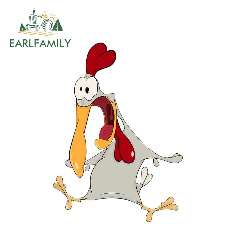 

EARLFAMILY 13cm x 9.4cm Car Stickers Gray Cartoon Chicken Pattern DIY Vinyl Deacls Warp Car Accessories for Car Body Windshield