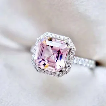 AAA Asscher Pink Cubic Zirconia Rings 1