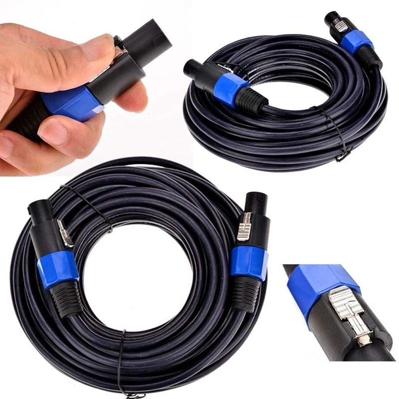 Yoico Cavo Speakon Profilo 12 AWG 15,2 Metri – Maschio A Maschio, Professionale Per Amplificatori E Diffusori, Connessione Twist Lock