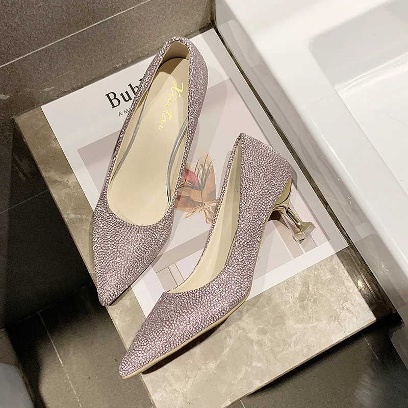 

French girl high heels 2019 autumn new net red sexy small fresh women's shoes wild pointed single shoes fine heels DECONCE