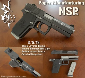 NSP Pistol Fine Structure Model Scale 1: 1 DIY Handmade Paper Model Gun Toy Casual Puzzle Decoration gears of war 2 cavalry assault rifle chainsaw gun scale 1 1 paper model diy handmade toy