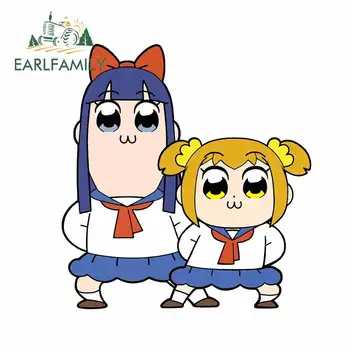 

EARLFAMILY 13cm x 12.2cm for Pop Team Epic Waterproof Motorcycle Car Stickers Occlusion Scratch Waterproof Decals VAN Decoration