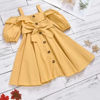 

Summer Sling Girls Dresses Cotton Woven Short Sleeve Baby Girl Clothes Cute Princess Kids Dress