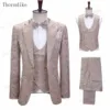 Thorndike Suits Mens Fashion Slim Business Blazer +Vest +Pants 3 Pieces Sets Male Boutique Tuxedos Suits Groom Best Wedding 1