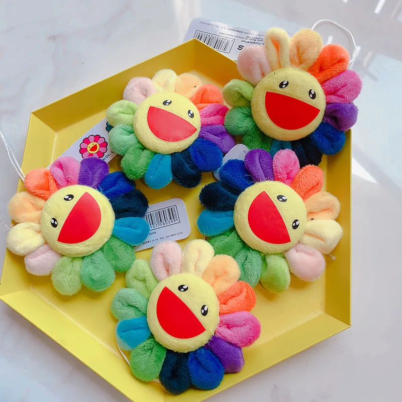 Flower Takashi Murakami Kiki Kaikai Brooch Rainbow Pin Badge Strap Plush Cute