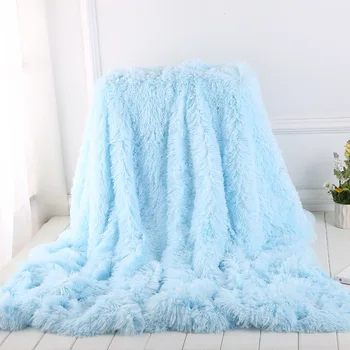 

Double Layers Thick Plush Blanket Summer Air Conditioning Throw Blanket Soft Fleece Sofa Bed Solid Bedspread 130x160/160x200cm