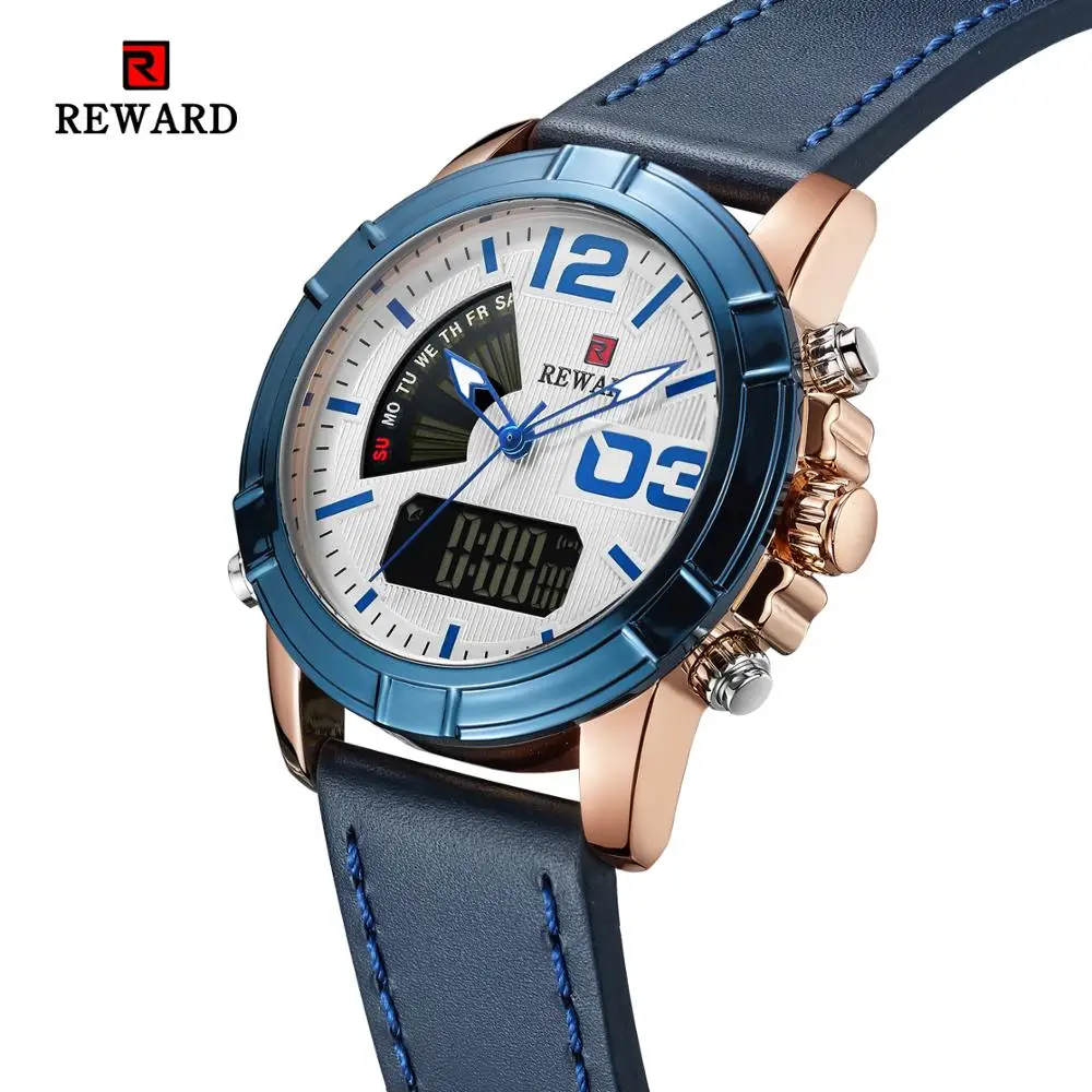

REWARD multi-function dual display LED dual movement electronic men watch outdoor mountaineering luminous waterproof male watch