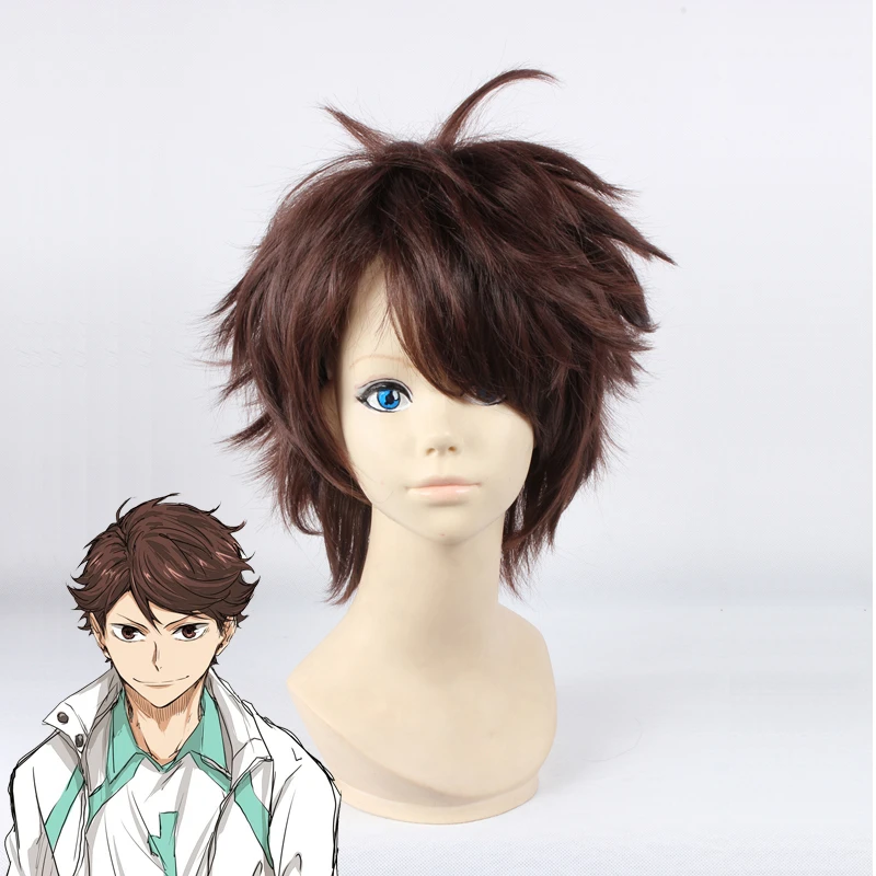 Haikyuu! Волейбол Toru Oikawa Toor короткий коричневый лоскутный многослойный Tooru