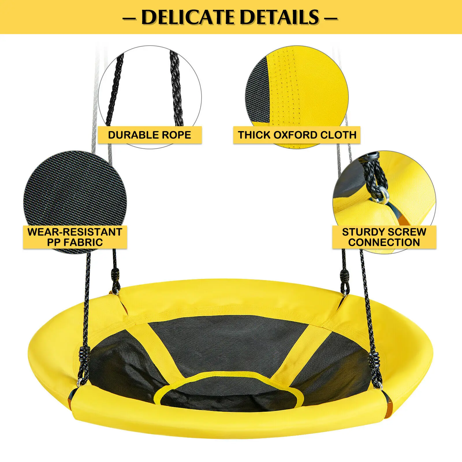 Babyjoy Outdoor 40" Nest Tree Swing Round Swing for Backyard Yellow/Navy  NP10047 6