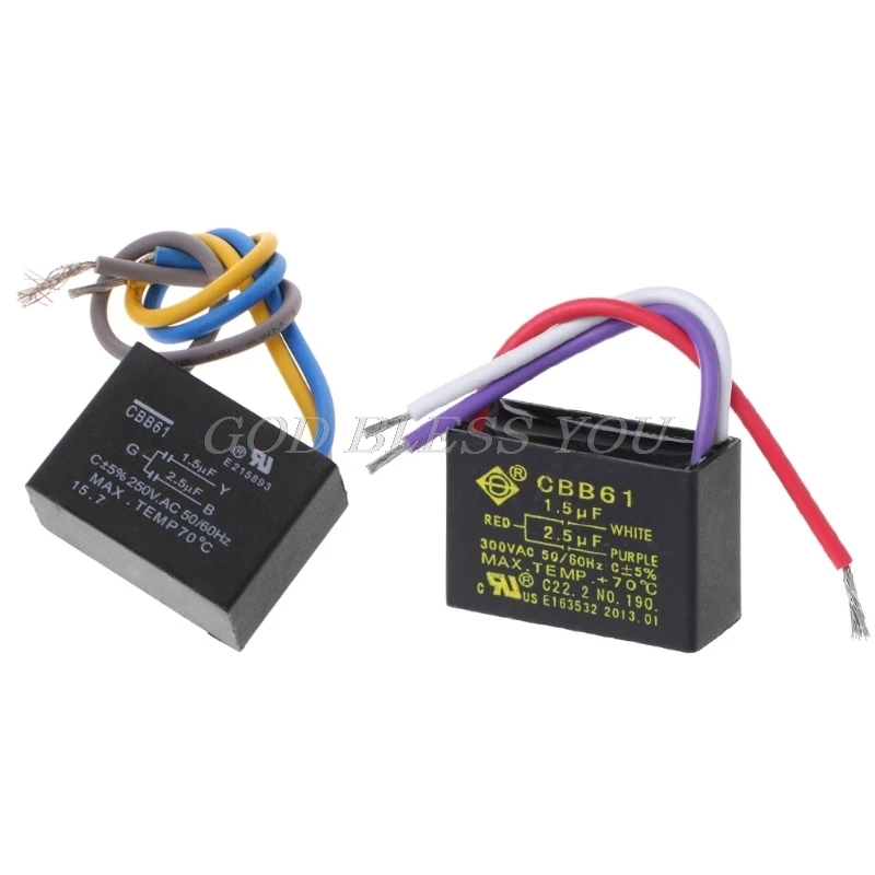 Черный CBB61 1 5 мкФ + 2 3 провода AC 250V 50/60Hz конденсатор для потолочного вентилятора |