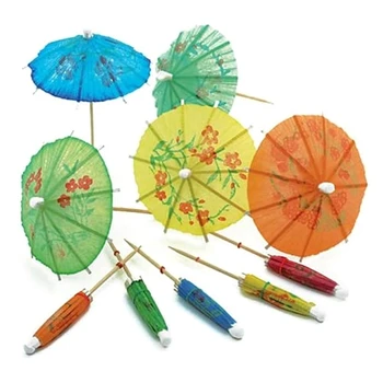 

144Pcs Color Flower Paper Small Umbrella Sign Fruit Sign Cocktail Sign Bar Supplies Fruit Plate Drink Decoration