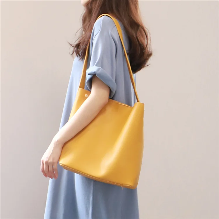 

2020 Simple Versatile Cross-Body Women's Bag Large Capacity Pu Different Size Bags Shoulder Bucket Bag Factory Direct hand bag