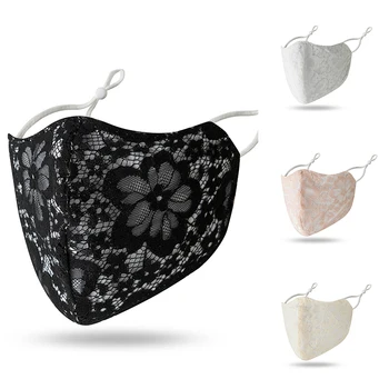 

2020 New Summer Hanging Ears Mouth MaskFashion Lace Women Face Mask Lace Simple Summer Riding Cycling Sunsreen Masks Wholesale