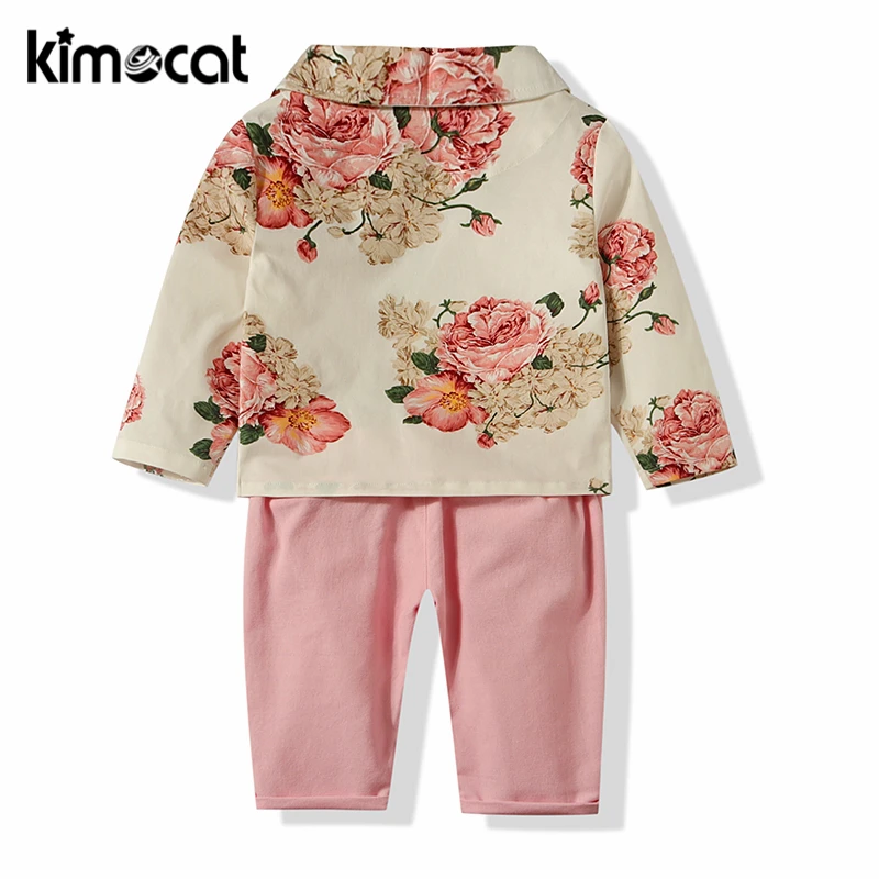 Kimocat/детский деловой костюм+ повседневные штаны, костюм, красивый костюм на день рождения, комплекты одежды на свадьбу для маленьких мальчиков, одежда для новорожденных Ползунки