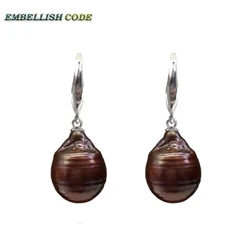 

special Normal size brown coffee baroque pearl nucleate style hooking earring flame ball shape freshwater