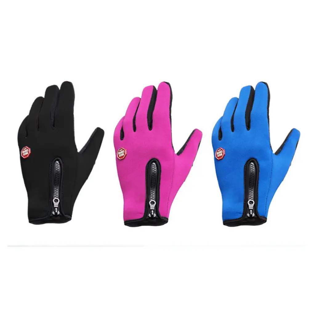 Cycling Gloves Men And Women Fleece Windproof Warm Touch Screen Gloves Outdoor Mountaineering Ski Driving Zipper Gloves winter outdoor sports riding heating gloves warm windproof gloves touch screen gloves men and women ski heated gloves