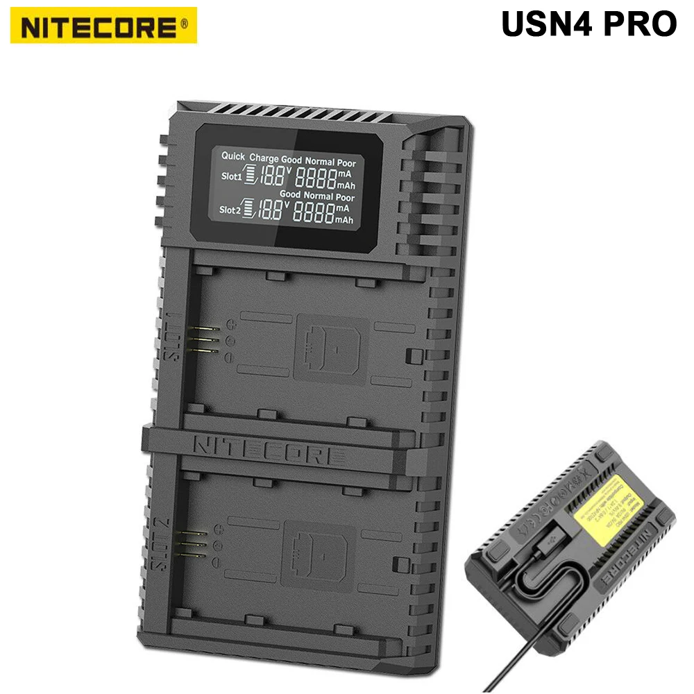 Цифровое Зарядное устройство Nitecore USN4 PRO с двумя слотами для фотоаппаратов Sony NP-FZ100