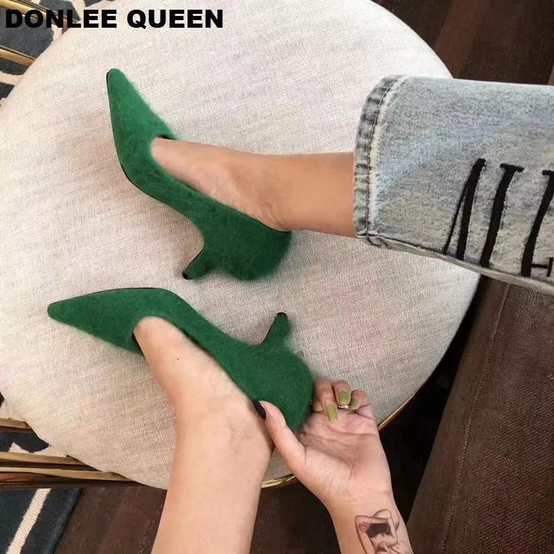 Fashion Feather Brand Pumps Shoes Women Thin High Heel Shoe Pointed Toe Shallow Med Heel Work Shoe For Party Wedding Shoes Mujer Fashion Feather Brand Pumps Shoes Women Thin High Heel Shoe Pointed Toe Shallow Med Heel Work Shoe For Party Wedding Shoes Mujer