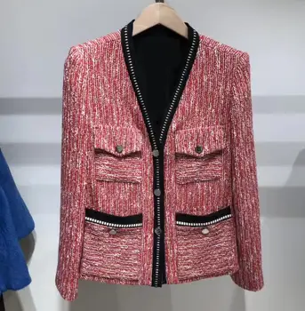 

French OL Women Tops Jacket 2019 Spring / Autumn New Casual Jacket V-neck Coat