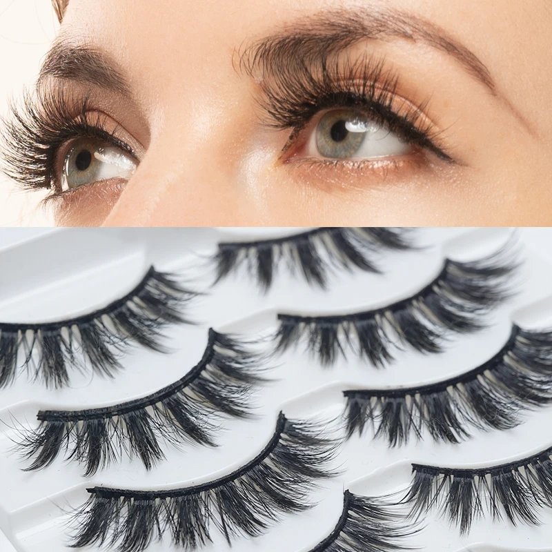 

5 Pairs Magnetic Eyelashes Set With Magnetic Liquid Eyeliner Long Mink False Eyelashes On Magnets faux cil Eyelash Extension