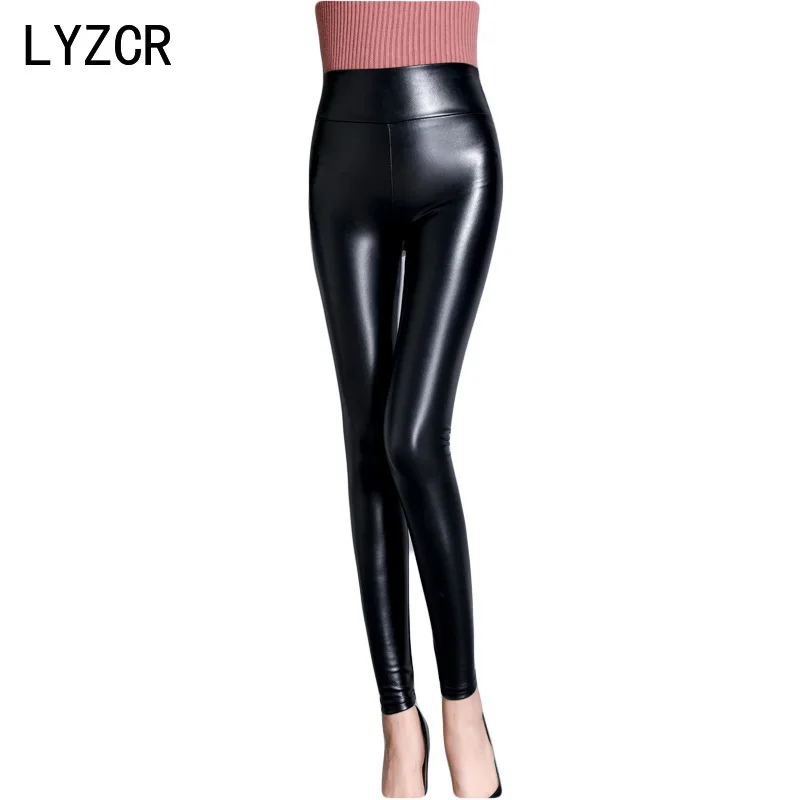 Winter Pu Leather Leggings Women High 