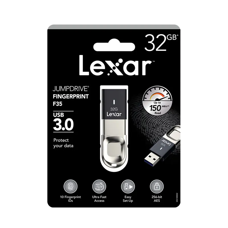 Lexar зашифрованный флэш-накопитель с отпечатком пальца 32 Гб 64 Гб 128 ГБ 256 ГБ F35 бизнес-Конференц-флешка, подарок USB 3,0 карта памяти DJ U диск