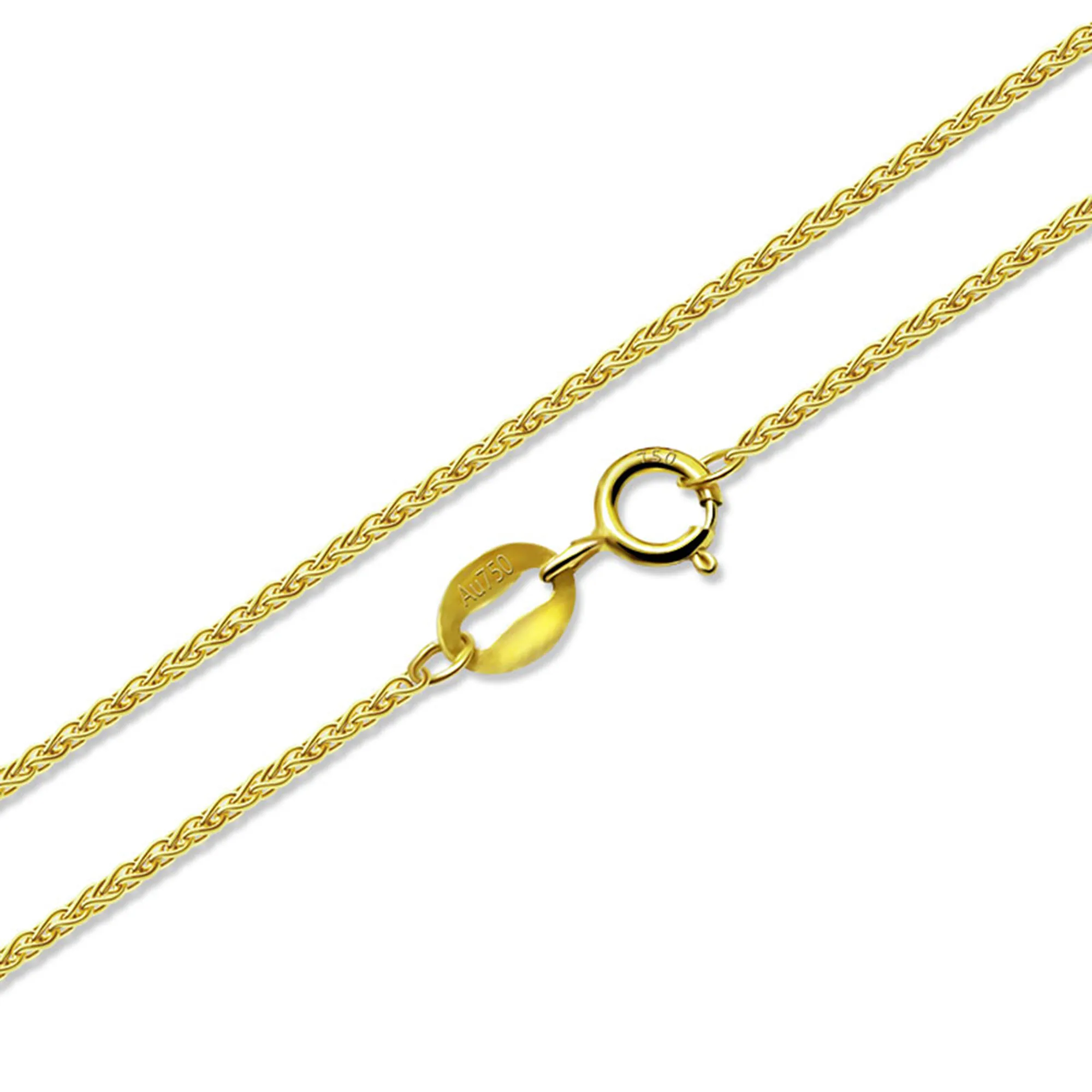 ZHIXI Pure 18K yellow Gold Chopin Chain Necklace Au750 Fine Jewelry ...