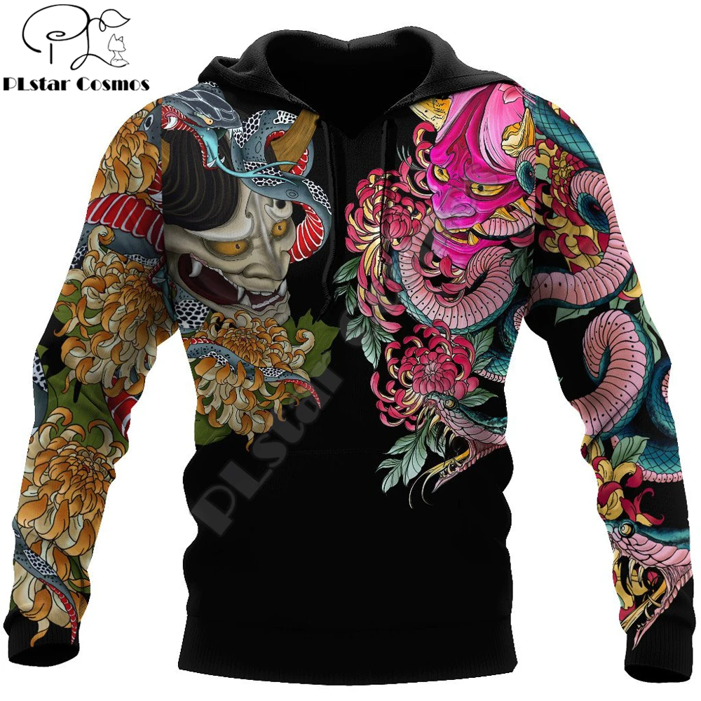 

Japan Culture Oni Mask Tattoo 3D Printed Autumn Fashion Men Hoodie Unisex Hooded sweatshirt Street Casual Jacket Tracksuit DW710