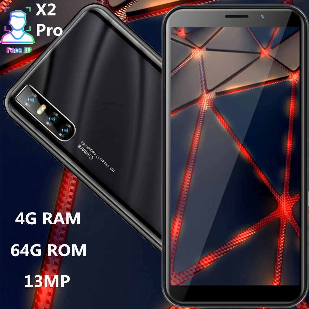 X2 Pro четырехъядерный смартфон 4 Гб ОЗУ 64 Гб ПЗУ большой экран 13 МП распознавание лица разблокированный android Мобильные телефоны Дешевые celulares 3g WCDMA