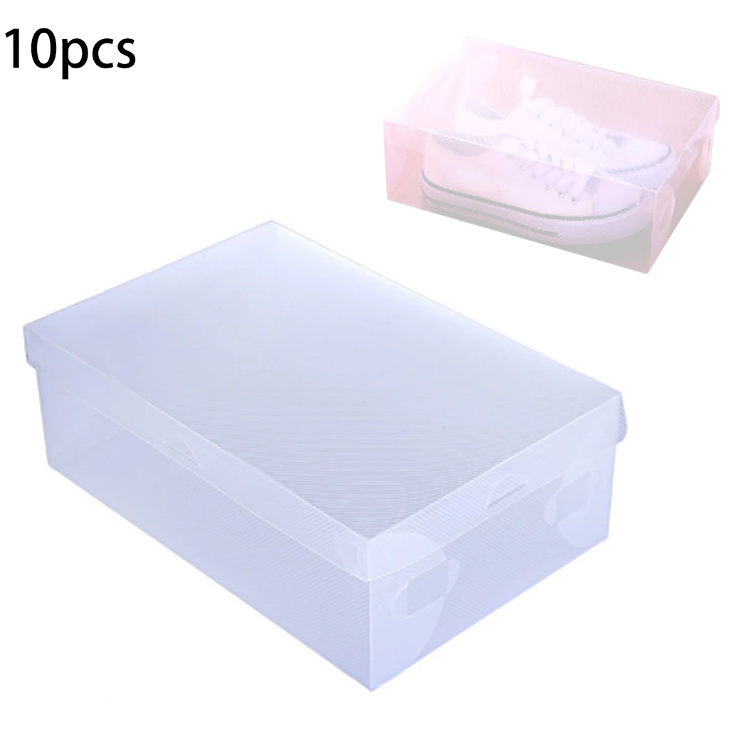 

10pcs Clear Transparent Plastic Shoe Box Storage Shoe Boxes Foldable Shoes Case Holder Shoebox Transparent Shoes Organizer Boxes